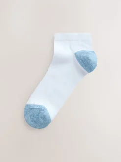 Pastel Heel and Toe Detail White Trainer Socks 4 Pack