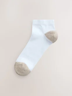Pastel Heel and Toe Detail White Trainer Socks 4 Pack