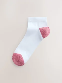 Pastel Heel and Toe Detail White Trainer Socks 4 Pack