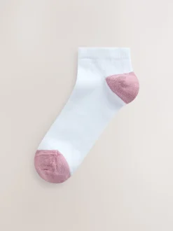 Pastel Heel and Toe Detail White Trainer Socks 4 Pack