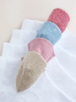 Pastel Heel and Toe Detail White Trainer Socks 4 Pack