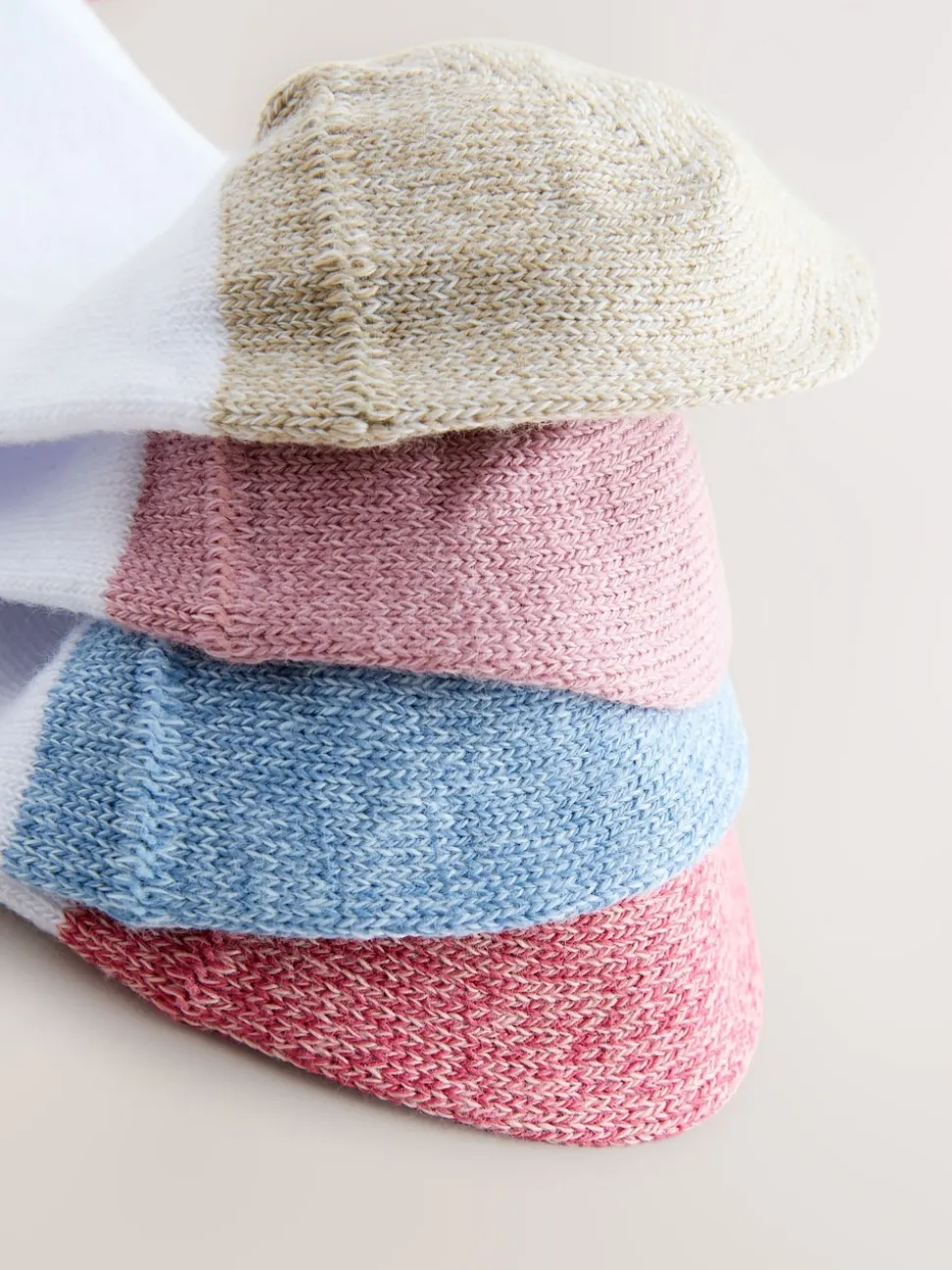 Pastel Heel and Toe Detail White Trainer Socks 4 Pack