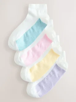 Pastel Marl Footbed Trainer Socks 4 Pack