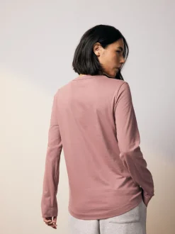Pastel Pink Long Sleeve Crew Neck T-Shirt