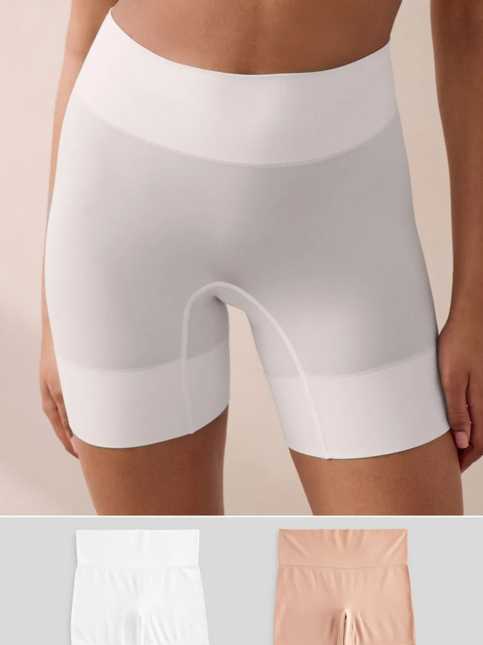 Pastel Rose Nude / White Seamless Smoothing Anti-Chafe Shorts 2 Pack