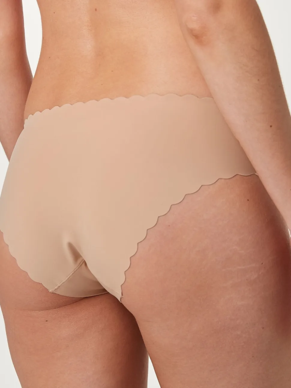 Pastel Rose Nude Brazilian No VPL Scallop Edge Knickers