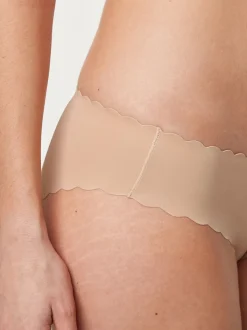 Pastel Rose Nude Brazilian No VPL Scallop Edge Knickers
