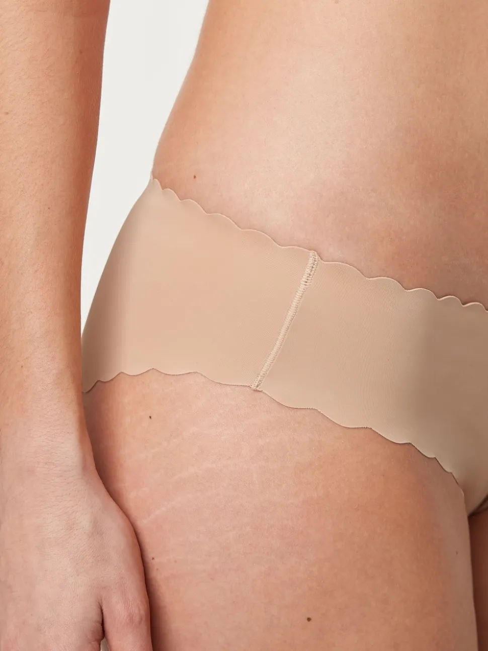 Pastel Rose Nude Brazilian No VPL Scallop Edge Knickers