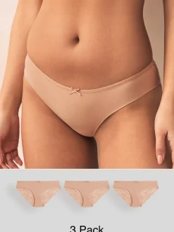 Pastel Rose Nude Brazilian No VPL Lace Back Briefs 3 Pack