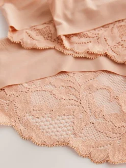 Pastel Rose Nude Brazilian No VPL Lace Back Briefs 3 Pack