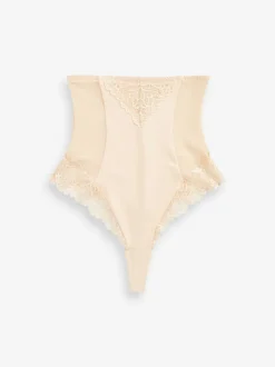 Pastel Rose Nude Super High Waist Thong Firm Tummy Control Shaping Briefs