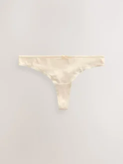 Pastel Rose Nude Thong Cotton Rich Knickers 5 Pack