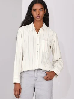 Pastel Stripe Relaxed 100% Cotton Button Down Casual Long Sleeve Shirt