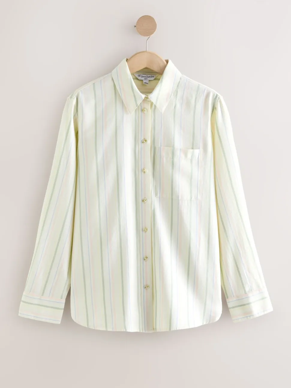 Pastel Stripe Relaxed 100% Cotton Button Down Casual Long Sleeve Shirt