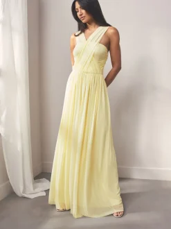 Pastel Yellow Mesh Multiway Wedding Guest Bridesmaid Maxi Dress