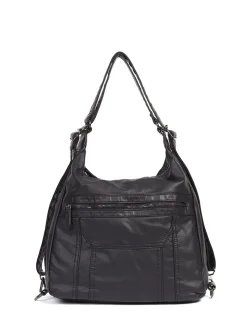 Pavers Black Convertible Shoulder Bag Backpack