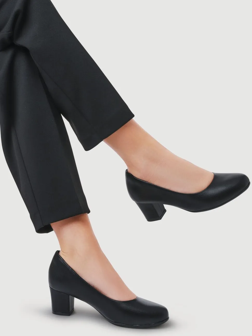 Pavers Black Heeled Court Shoes