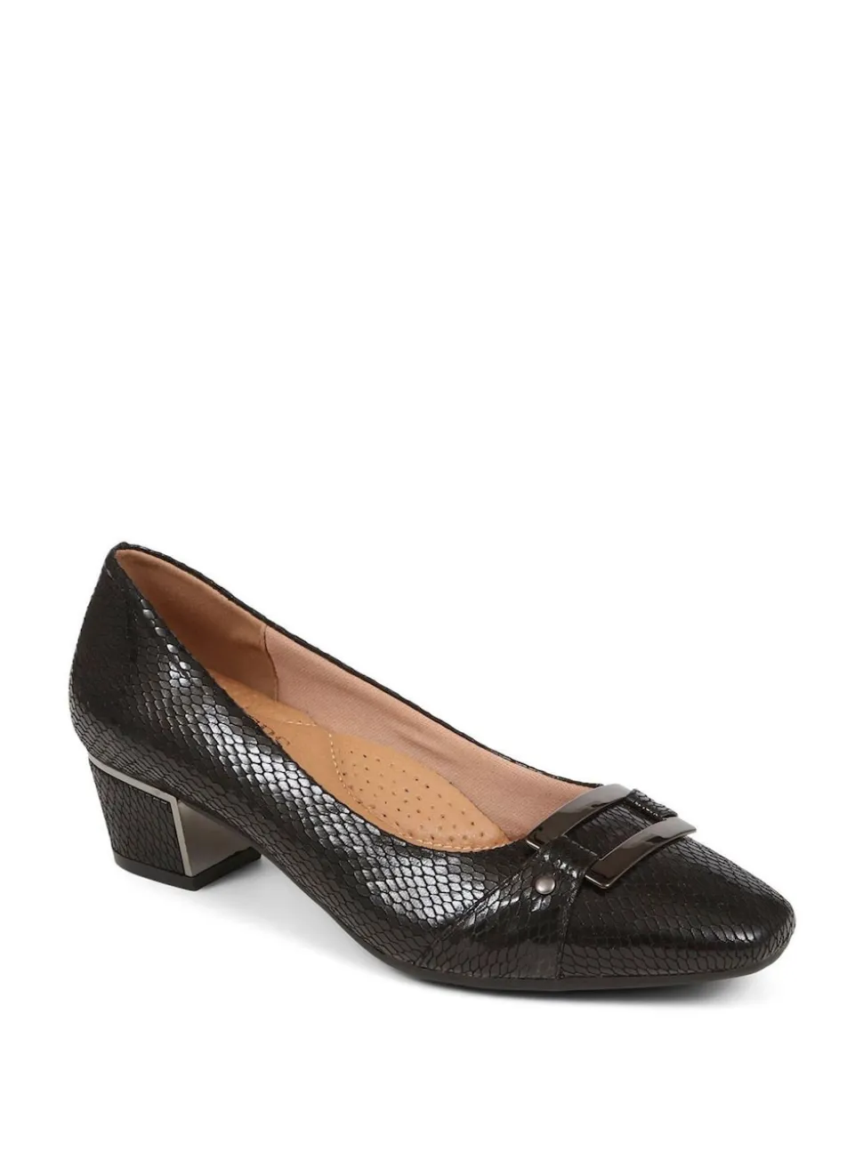 Pavers Black Heeled Court Shoes