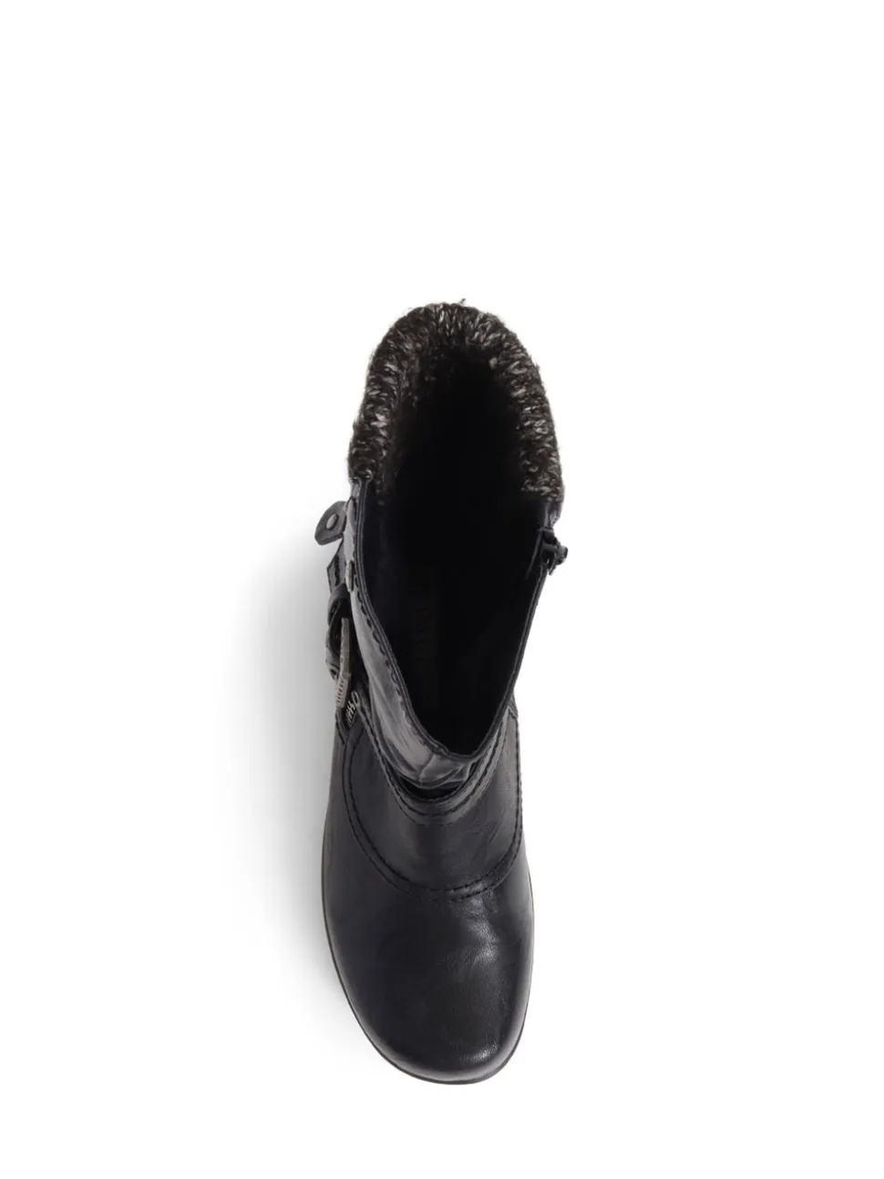 Pavers Black Knitted Cuff Buckle Slouch Mid-Calf Boots