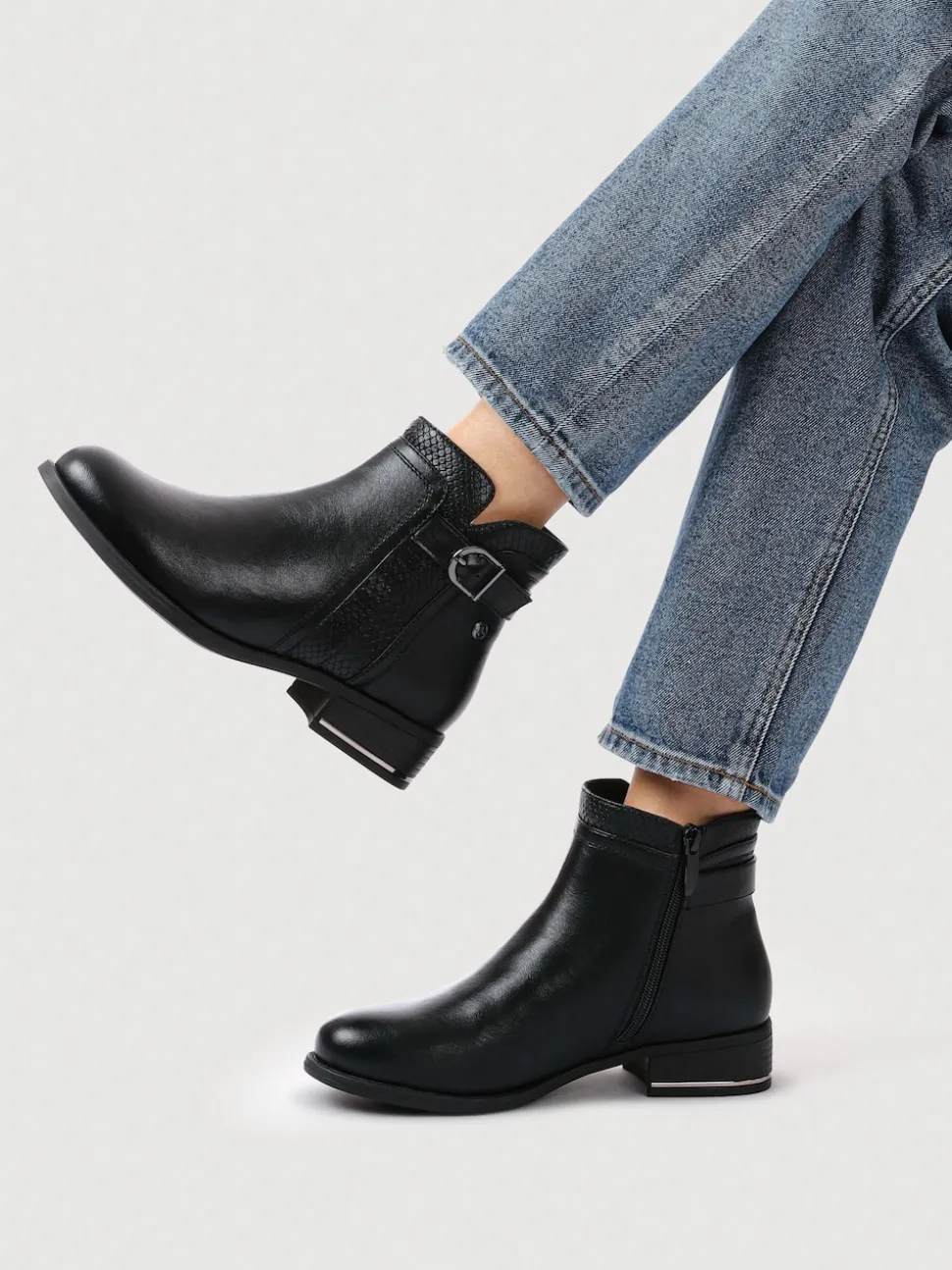 Pavers Black Ladies Ankle Boots Smart