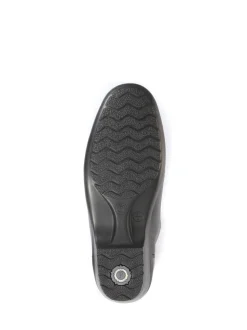Pavers Black Ladies Wide Fit Leather Slip-On Shoes