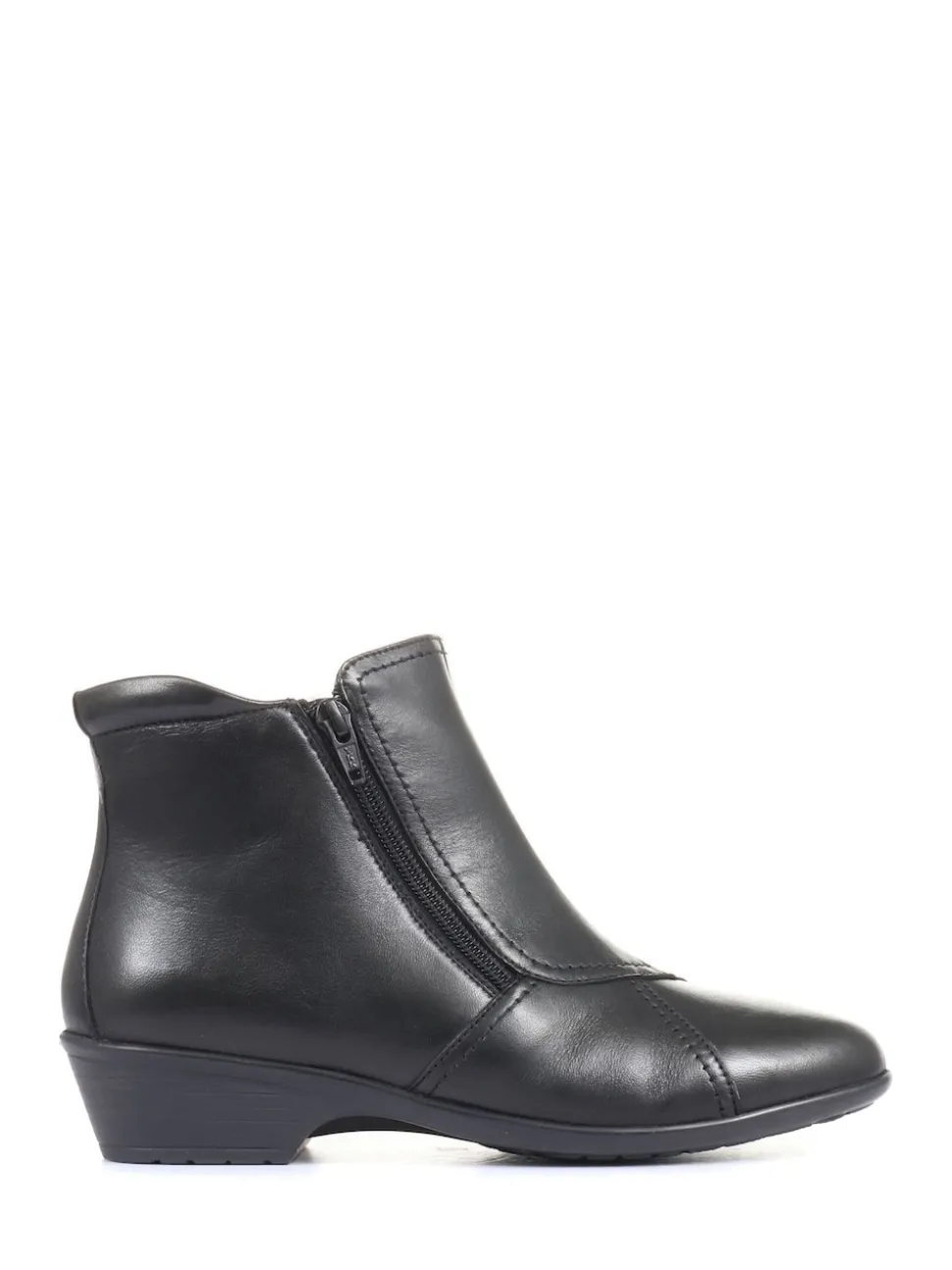 Pavers Black Ladies Wide Fit Leather Ankle Boots
