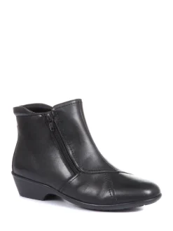 Pavers Black Ladies Wide Fit Leather Ankle Boots