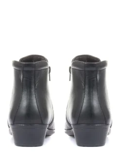 Pavers Black Ladies Wide Fit Leather Ankle Boots