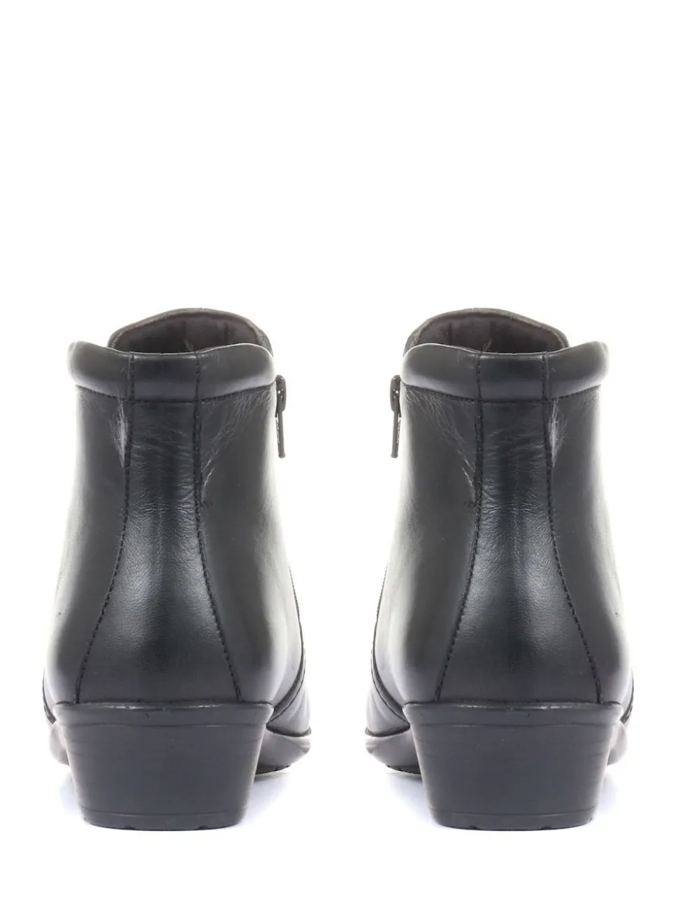 Pavers Black Ladies Wide Fit Leather Ankle Boots