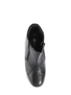 Pavers Black Ladies Wide Fit Leather Ankle Boots
