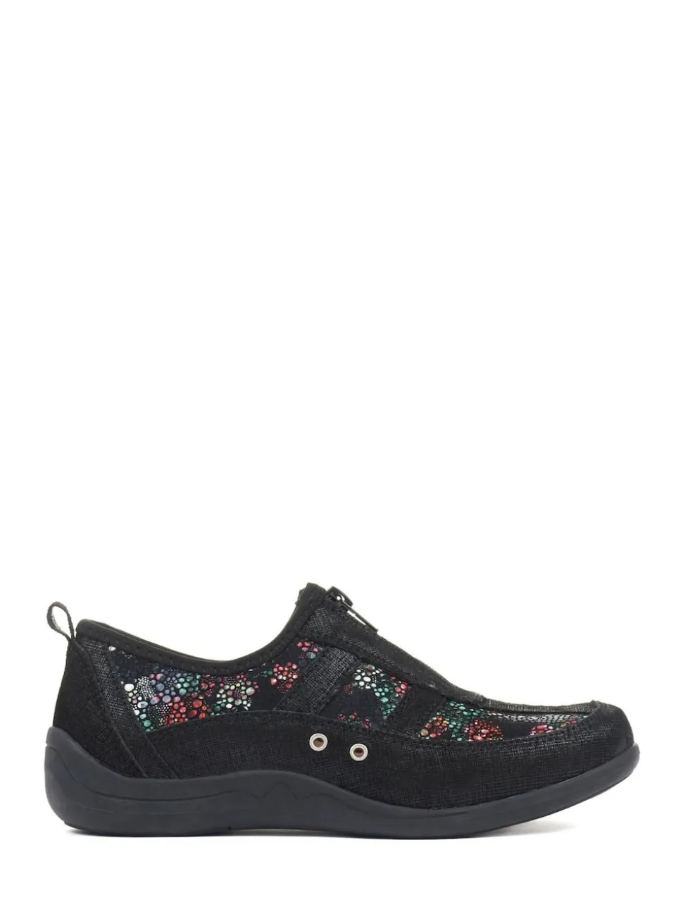 Pavers Black Leather Fit Trainers