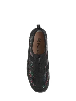 Pavers Black Leather Fit Trainers