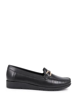 Pavers Black Smart Leather Moccasins