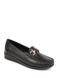 Pavers Black Smart Leather Moccasins