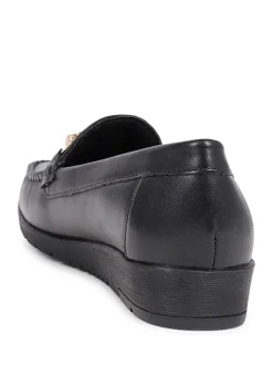 Pavers Black Smart Leather Moccasins