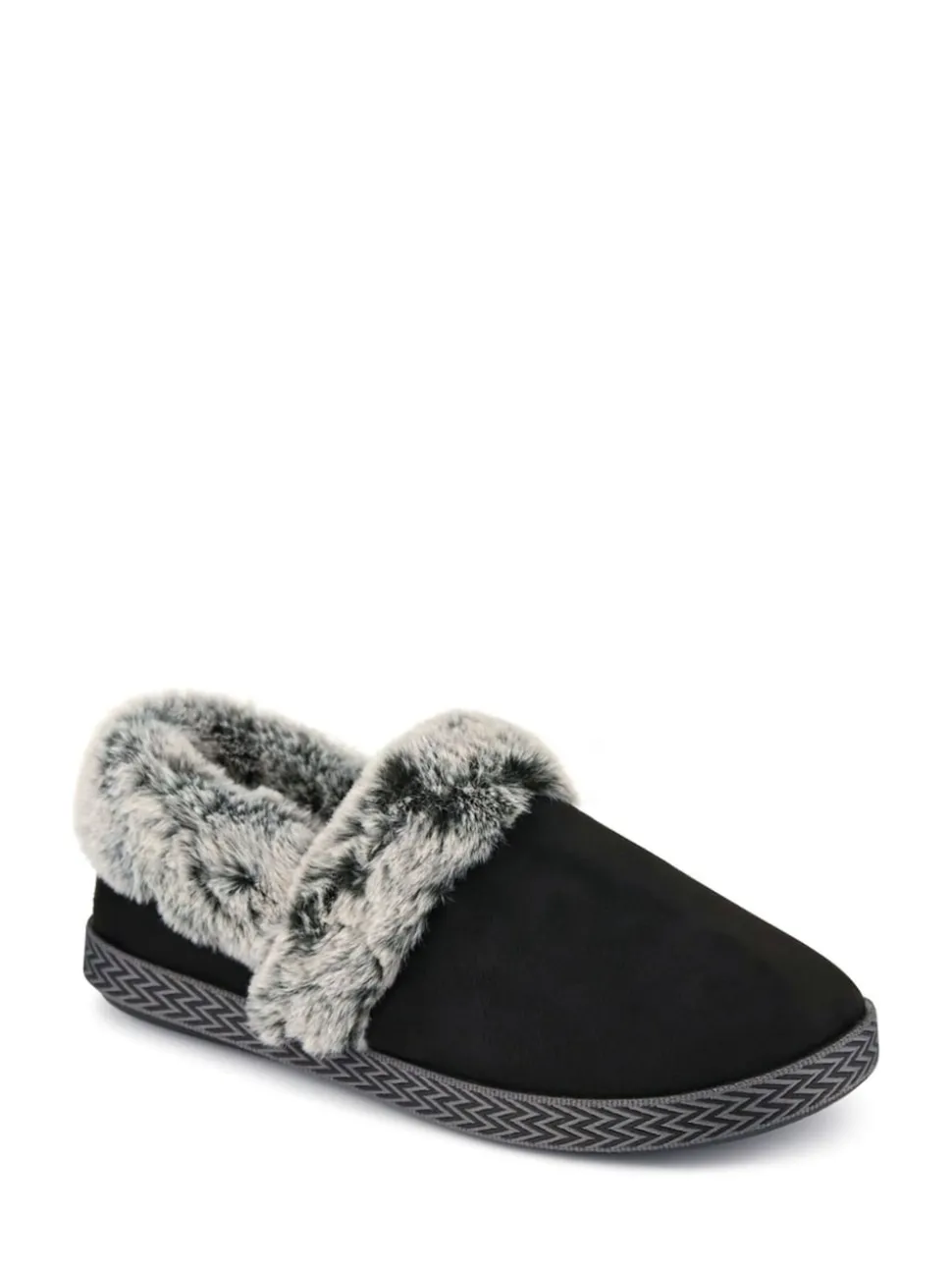 Pavers Black Warm Lined Memory Foam Slippers