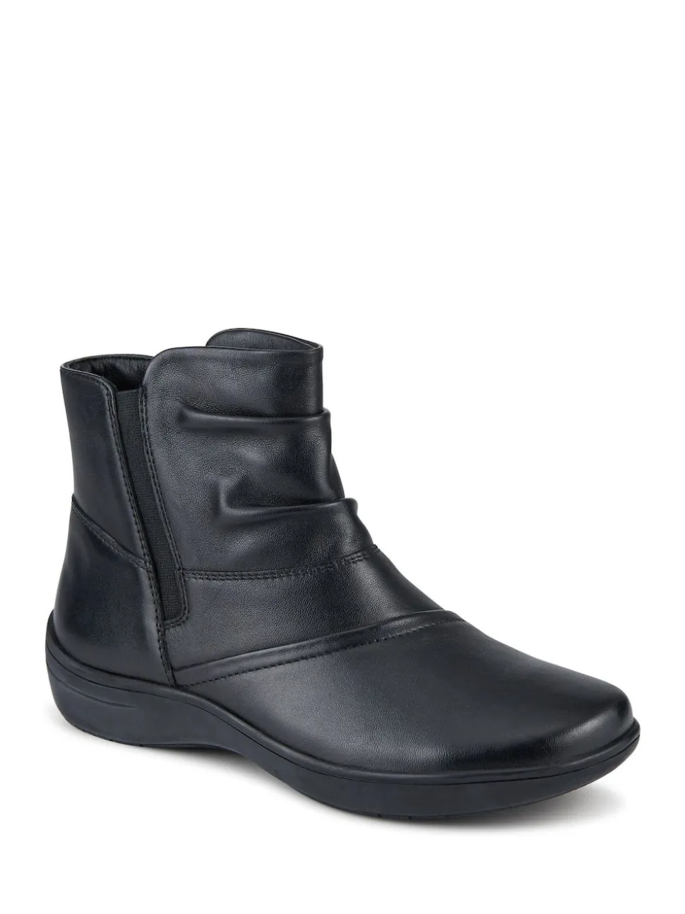 Pavers Black Wide Fit Leather Ankle Boots