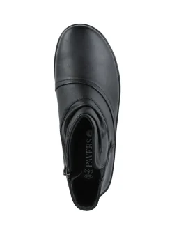 Pavers Black Wide Fit Leather Ankle Boots