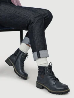 Pavers Blue Wide Fit Grippy Ankle Boots