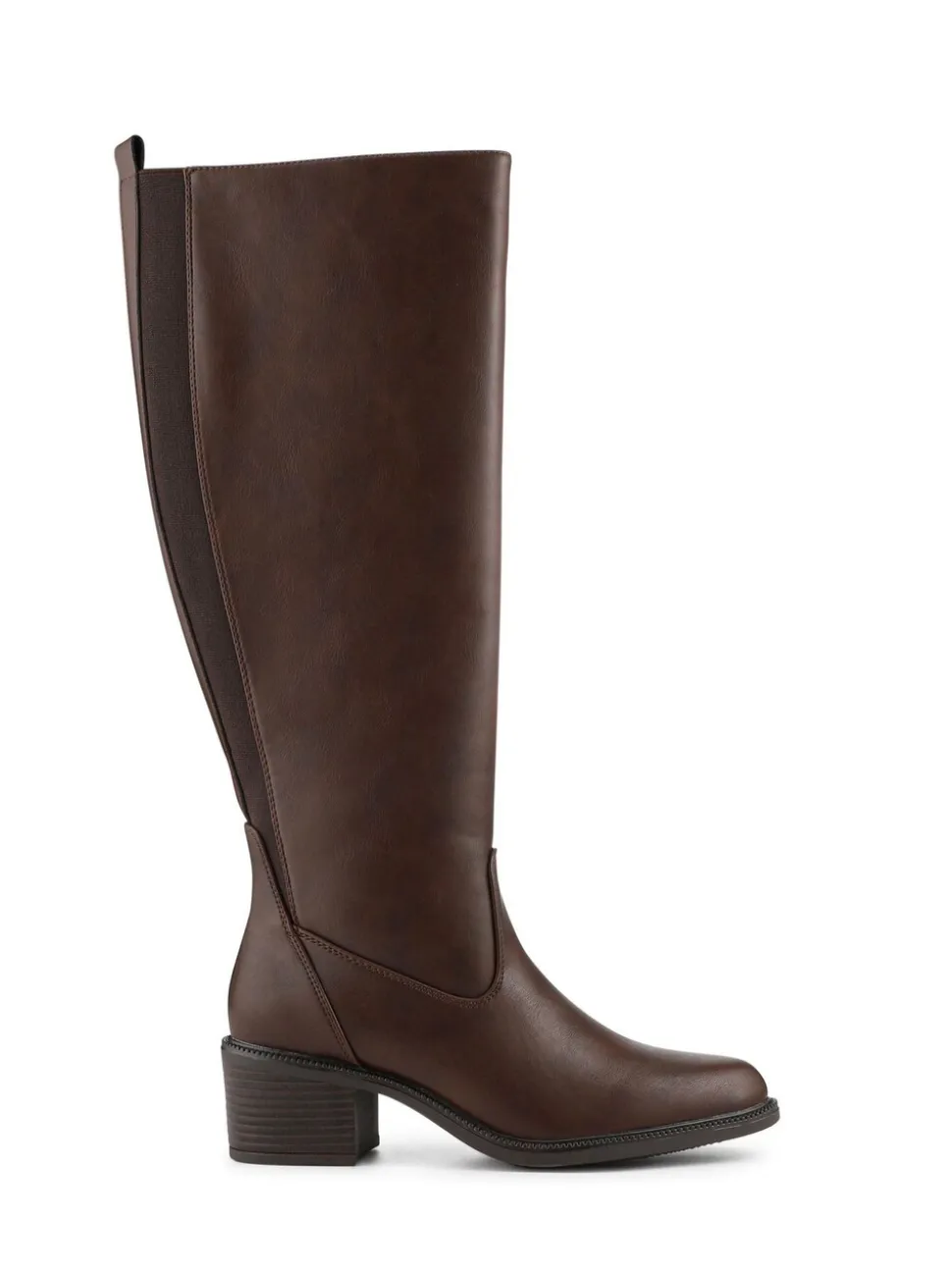 Pavers Brown Warm Lined Long Boots With Stretch Calf Fitting