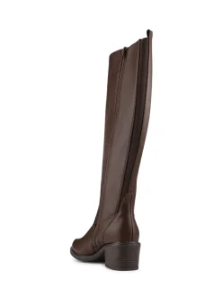 Pavers Brown Warm Lined Long Boots With Stretch Calf Fitting