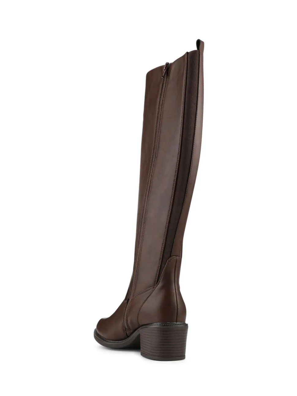 Pavers Brown Warm Lined Long Boots With Stretch Calf Fitting