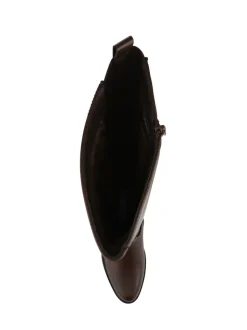 Pavers Brown Warm Lined Long Boots With Stretch Calf Fitting