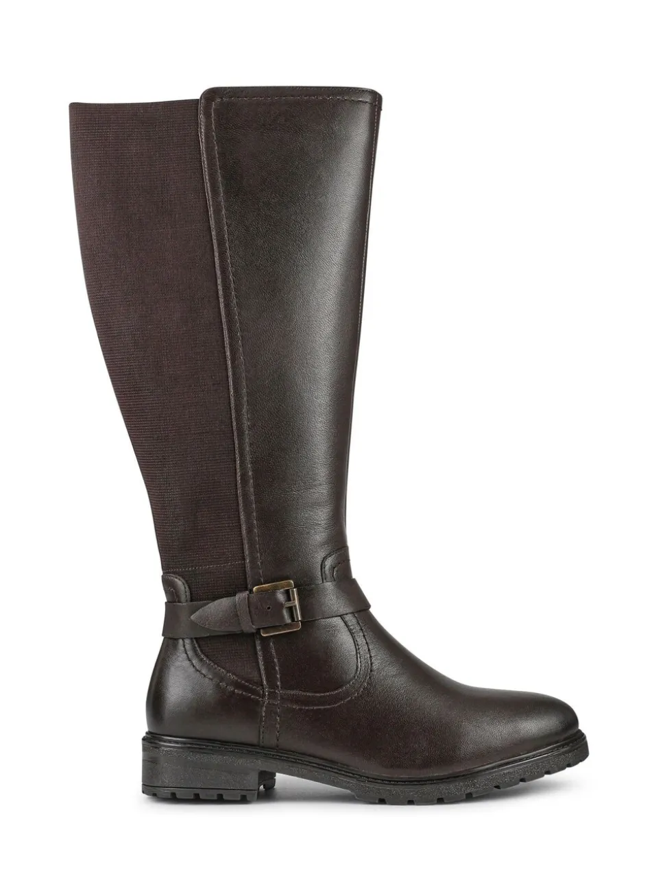Pavers Brown Wide Fit Leather Elasticated Long Boots
