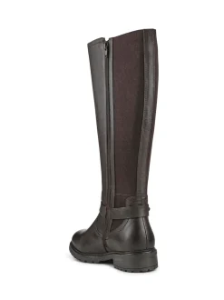 Pavers Brown Wide Fit Leather Elasticated Long Boots