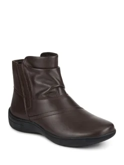 Pavers Brown Wide Fit Leather Ankle Boots