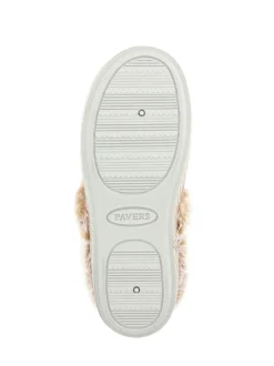 Pavers Cream Warm Lined Memory Foam Slippers