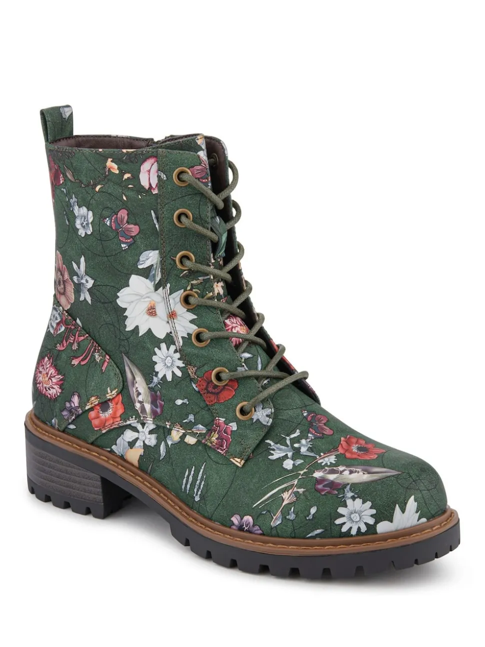Pavers Green Wide Fit Lace-Up Ankle Boots