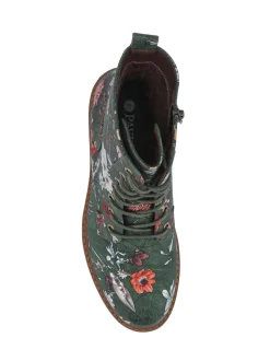 Pavers Green Wide Fit Lace-Up Ankle Boots
