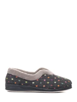 Pavers Grey Polka Dot Slippers